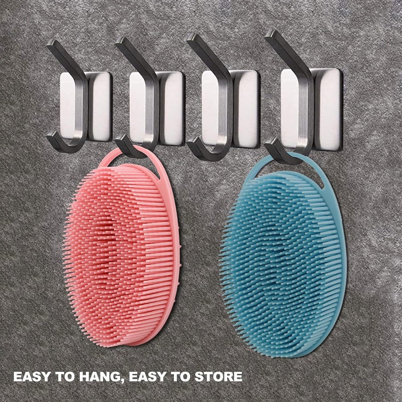 HAYSNA 2 Pack Silicone Body Scrubber, Loofah Double-Sided Body Brush,Shower Scrubber and Scalp Massager Shampoo Brush for Sensitive Kids Women Men All Kinds of Skin (Pink & Blue) - Image 5